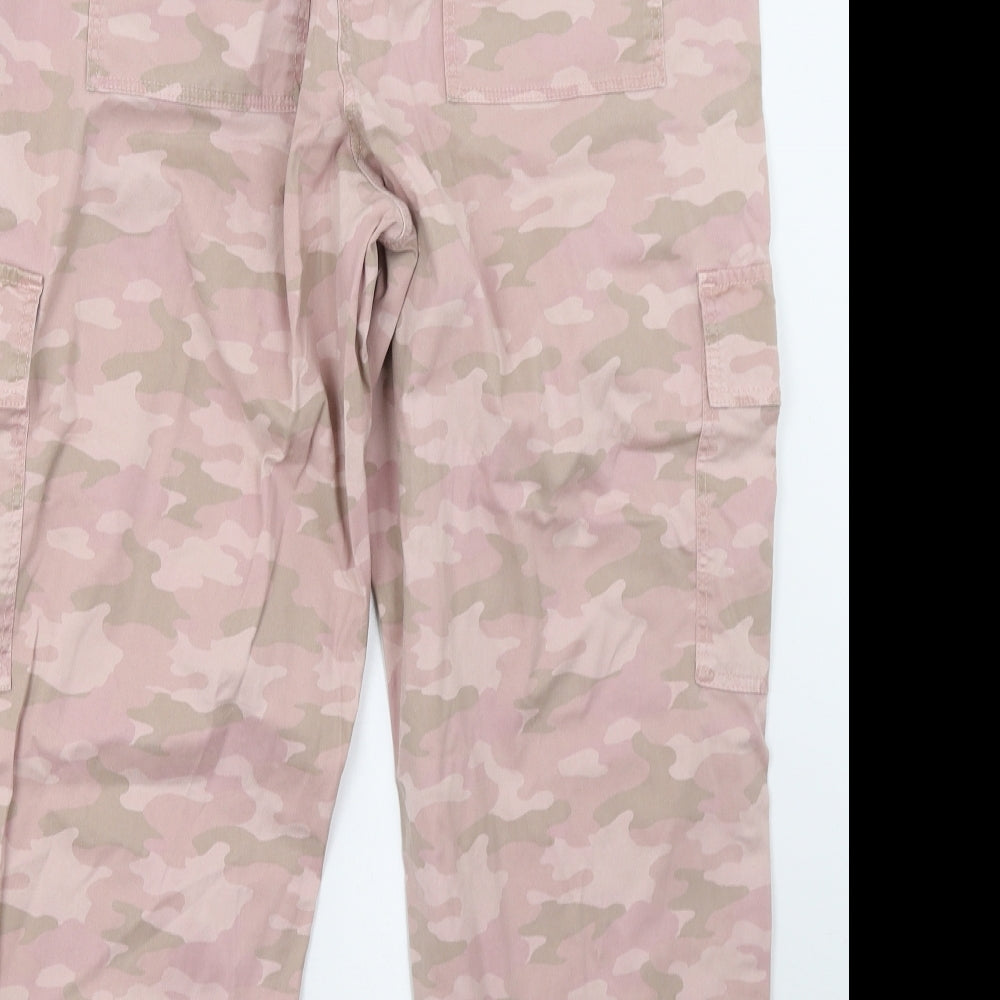 Marks and Spencer Womens Pink Camouflage  Cropped Trousers Size 14 L26 in