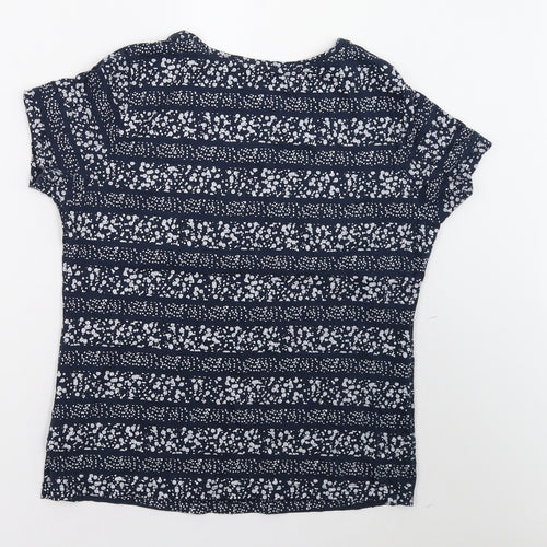 John Baner Womens Blue Geometric  Basic T-Shirt Size M