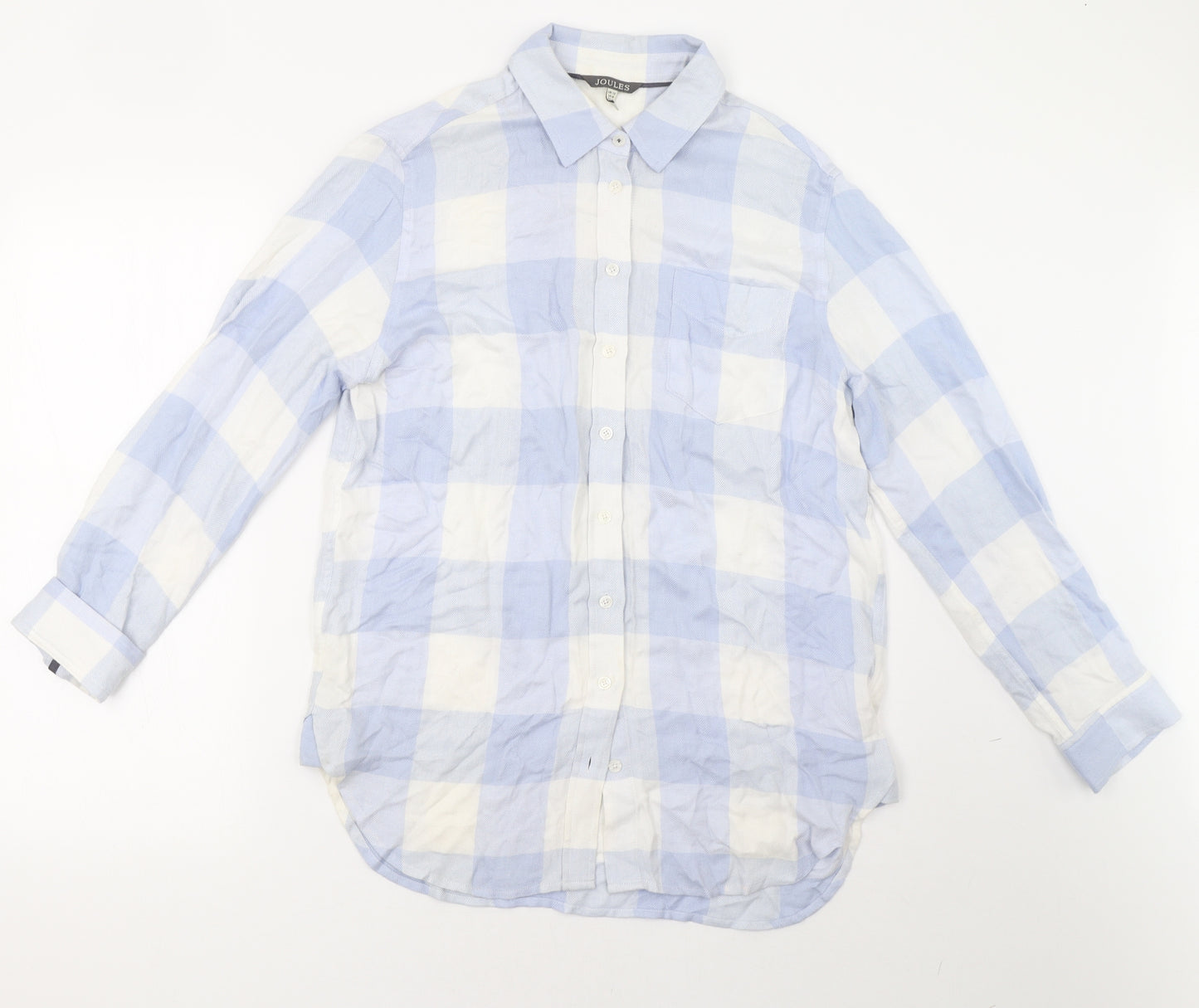Joules Womens Blue Check  Basic Blouse Size 12