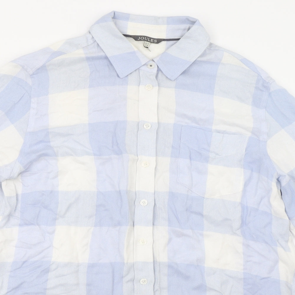 Joules Womens Blue Check  Basic Blouse Size 12