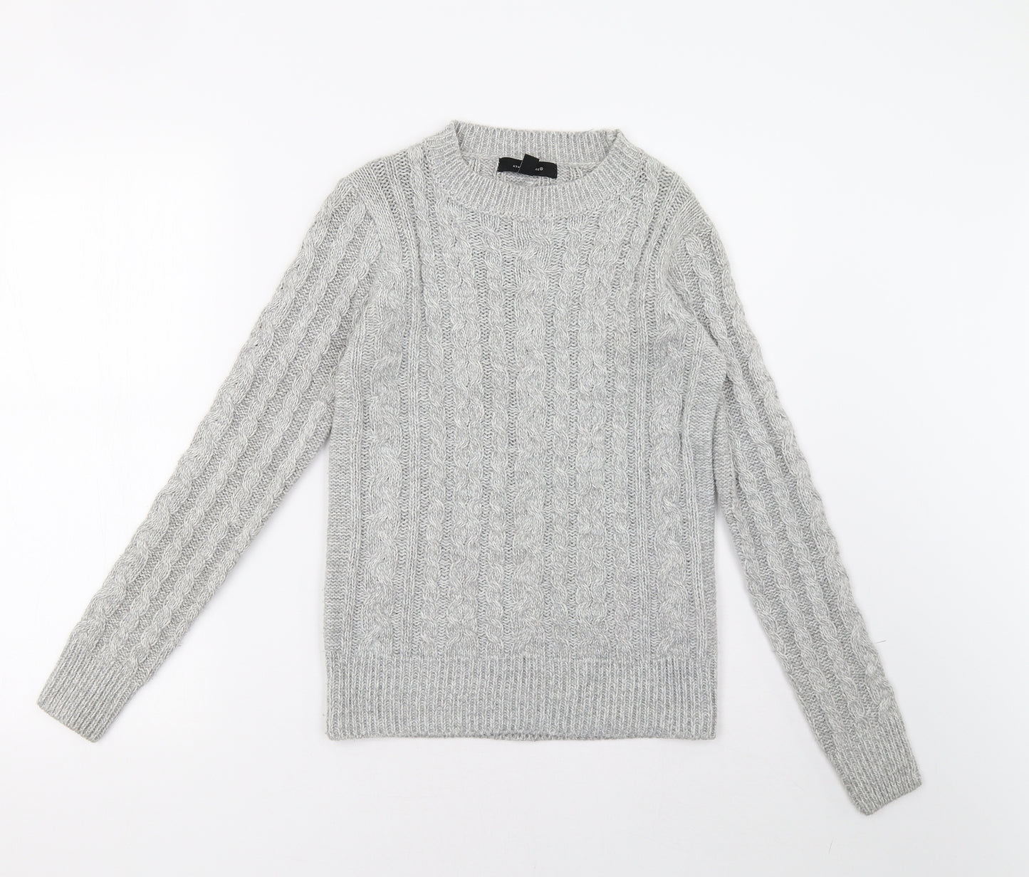 Primark Womens Grey Geometric Knit Pullover Sweatshirt Size 6