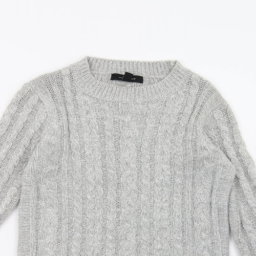 Primark Womens Grey Geometric Knit Pullover Sweatshirt Size 6
