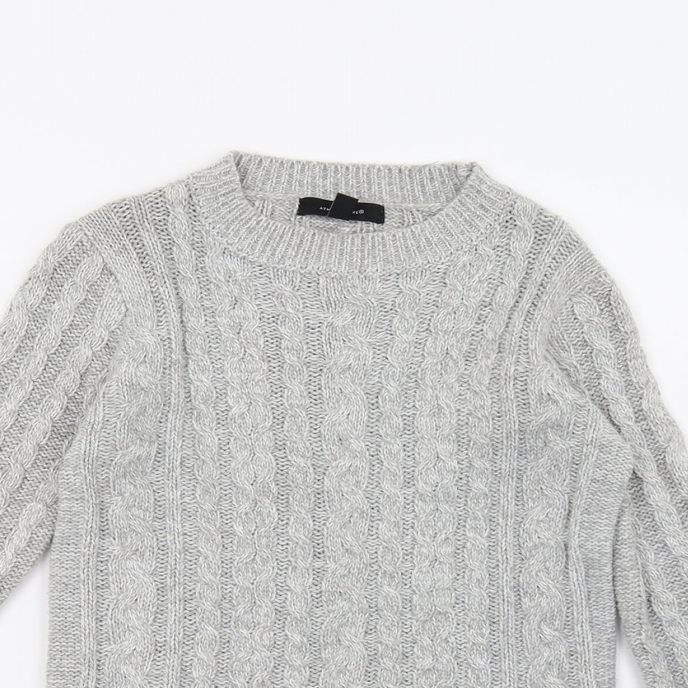 Primark Womens Grey Geometric Knit Pullover Sweatshirt Size 6
