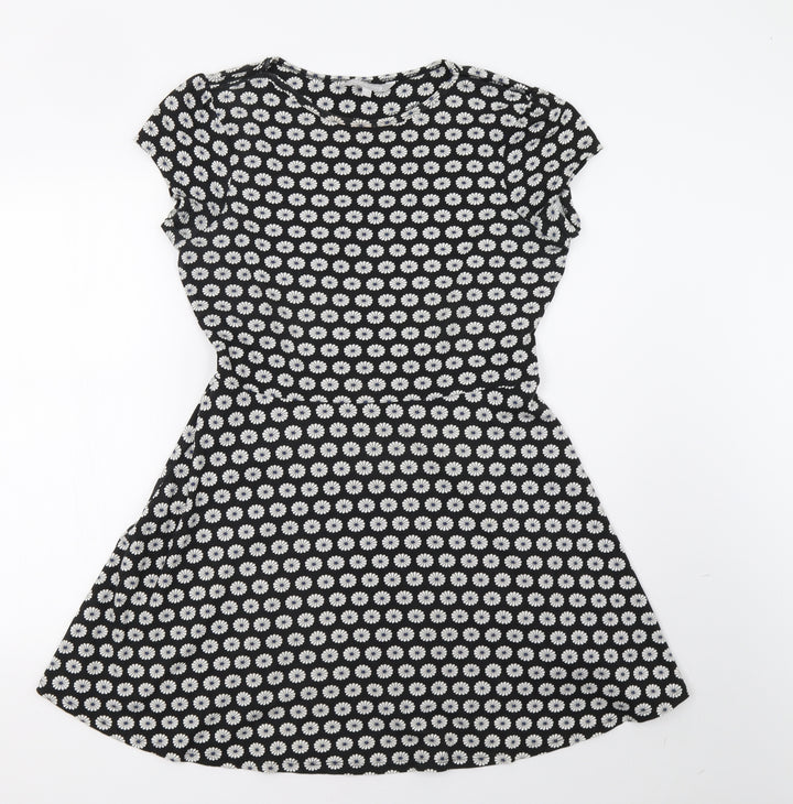 Debenhams Womens Black Polka Dot  A-Line  Size 12