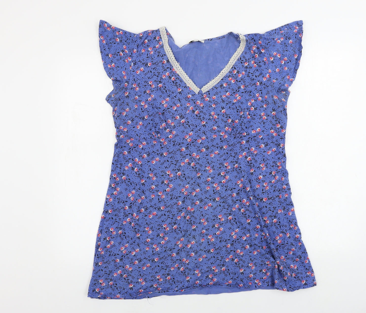 Papaya  Womens Blue Floral  Basic T-Shirt Size 16