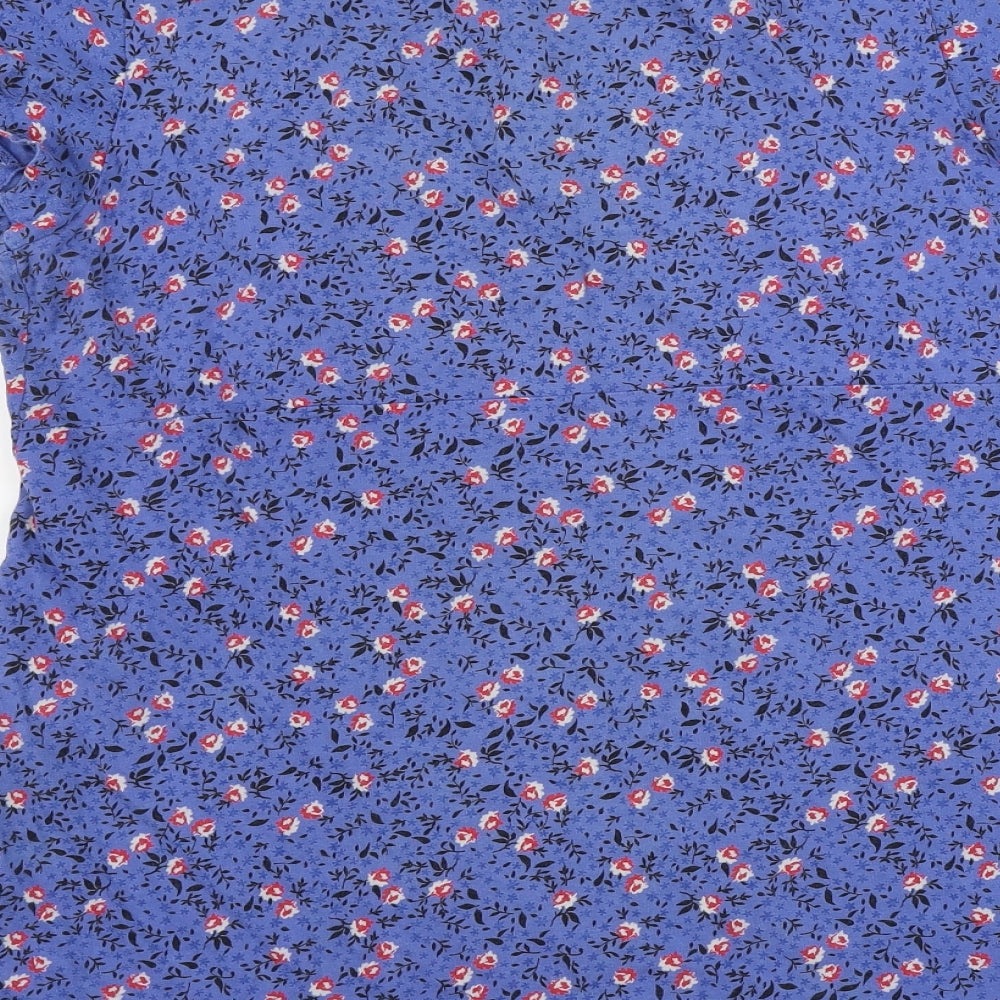 Papaya  Womens Blue Floral  Basic T-Shirt Size 16