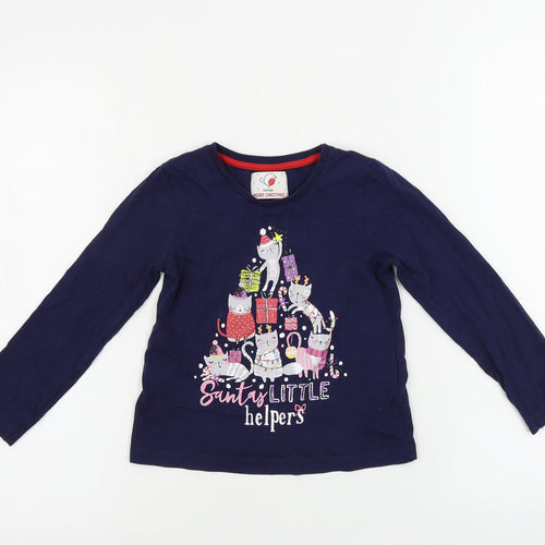 George  Girls Blue   Basic T-Shirt Size 4-5 Years