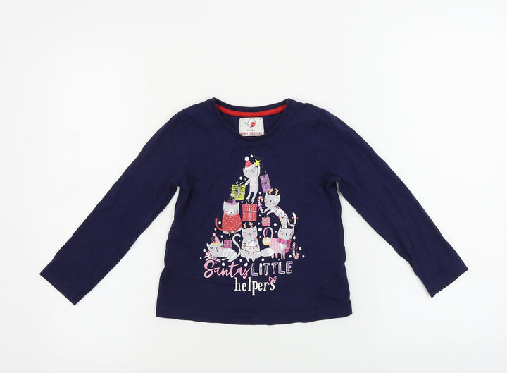George Girls Blue Basic T-Shirt Size 4-5 Years