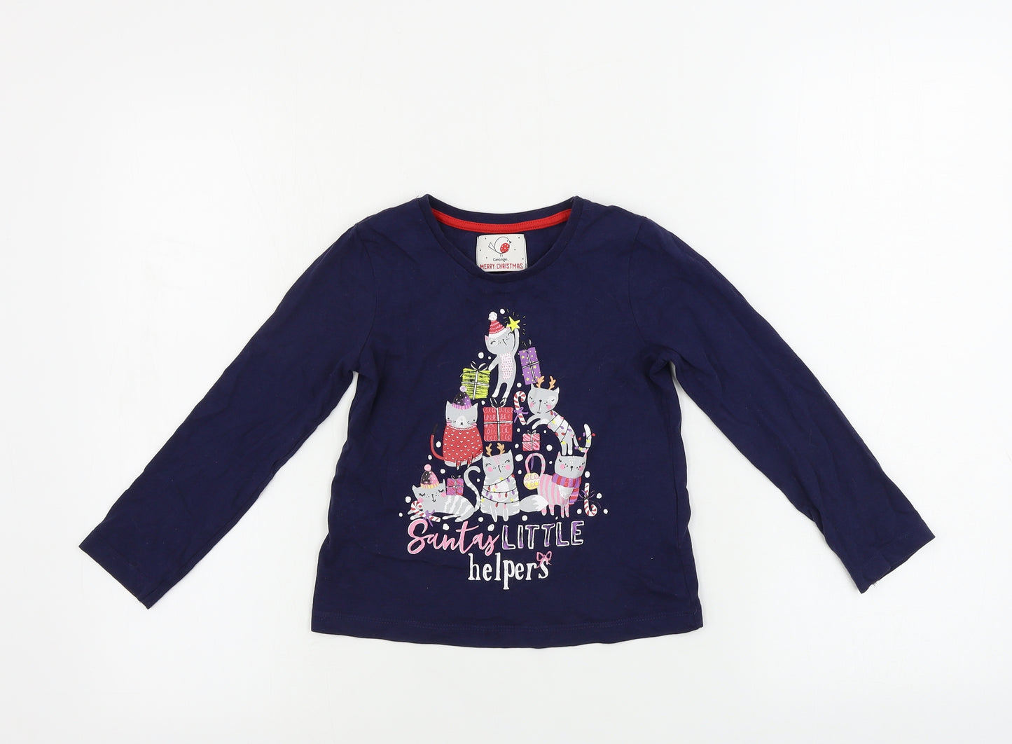 George  Girls Blue   Basic T-Shirt Size 4-5 Years