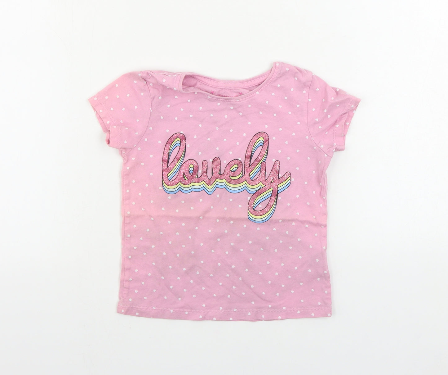 Primark  Girls Pink Polka Dot  Basic T-Shirt Size 5-6 Years