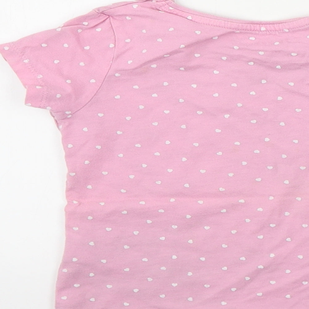 Primark  Girls Pink Polka Dot  Basic T-Shirt Size 5-6 Years