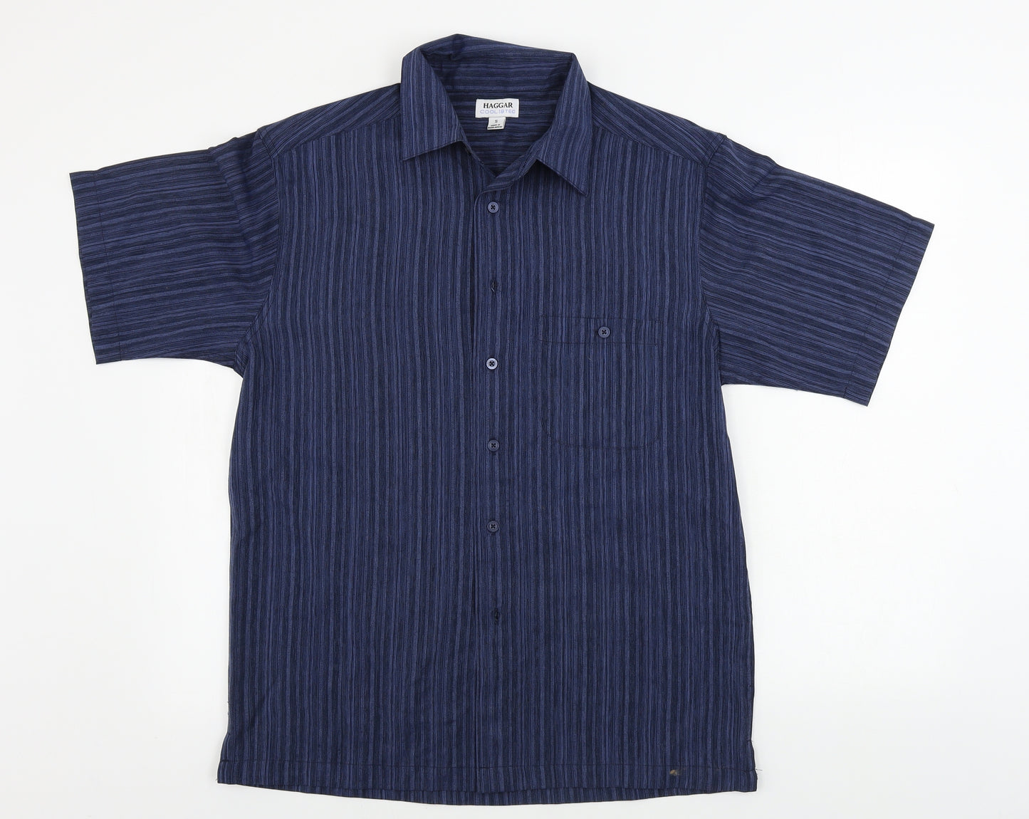 Haggar Mens Blue Striped   Button-Up Size S