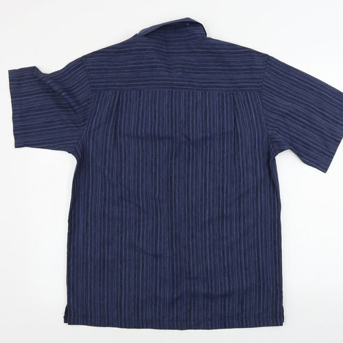 Haggar Mens Blue Striped   Button-Up Size S