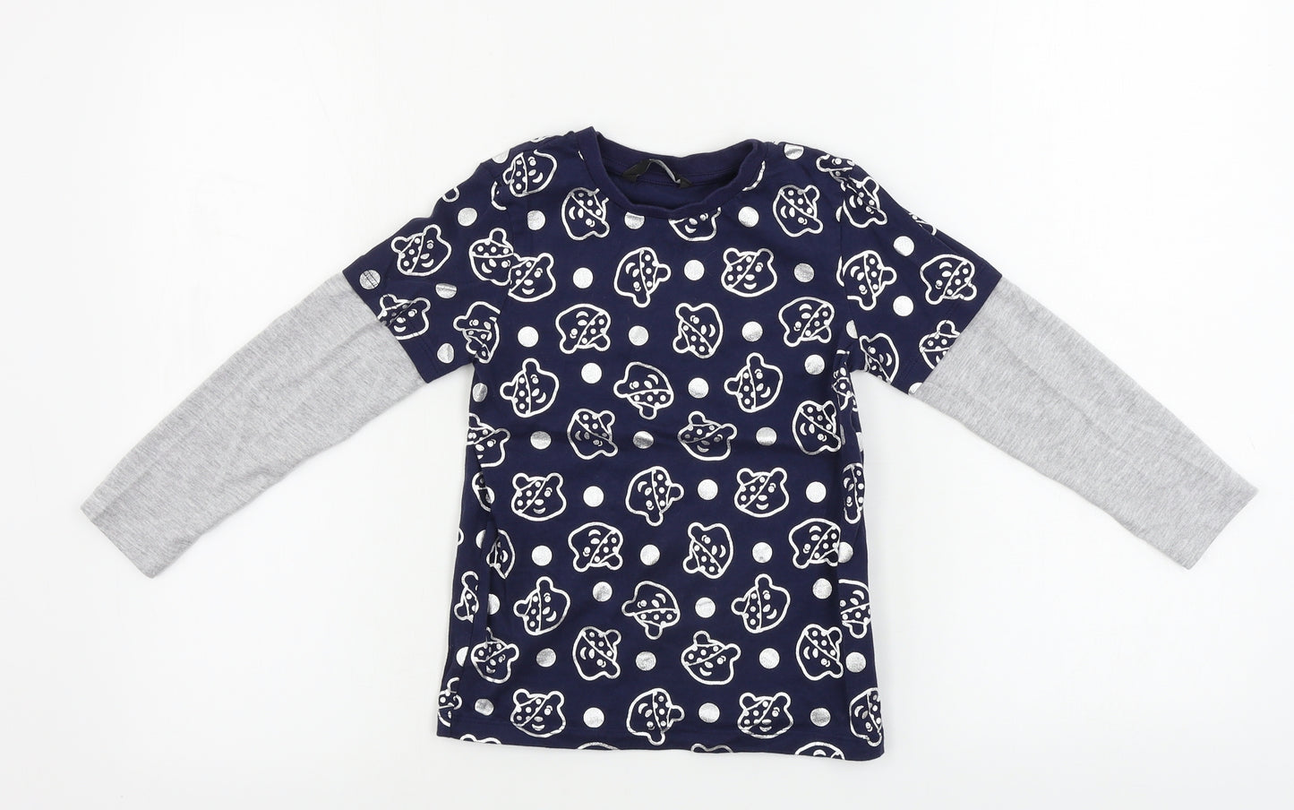 George  Girls Blue   Basic T-Shirt Size 5-6 Years  - Pudsey Bear