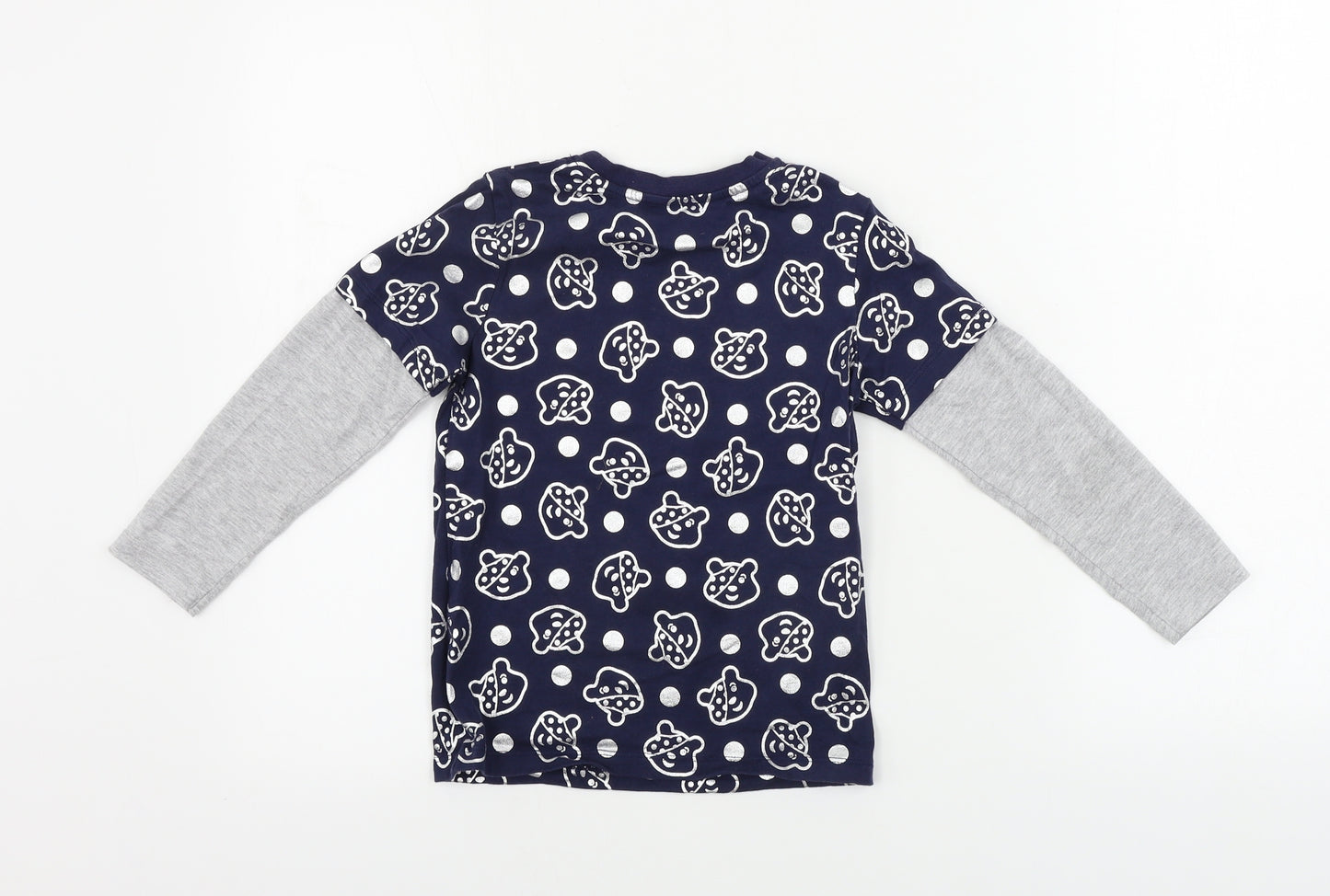 George  Girls Blue   Basic T-Shirt Size 5-6 Years  - Pudsey Bear