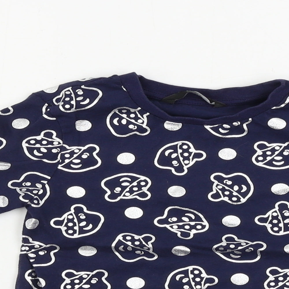 George  Girls Blue   Basic T-Shirt Size 5-6 Years  - Pudsey Bear
