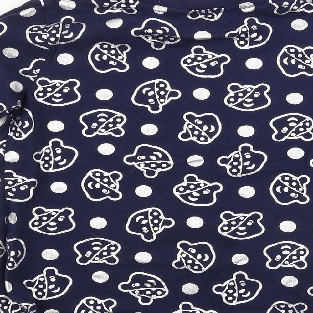 George  Girls Blue   Basic T-Shirt Size 5-6 Years  - Pudsey Bear
