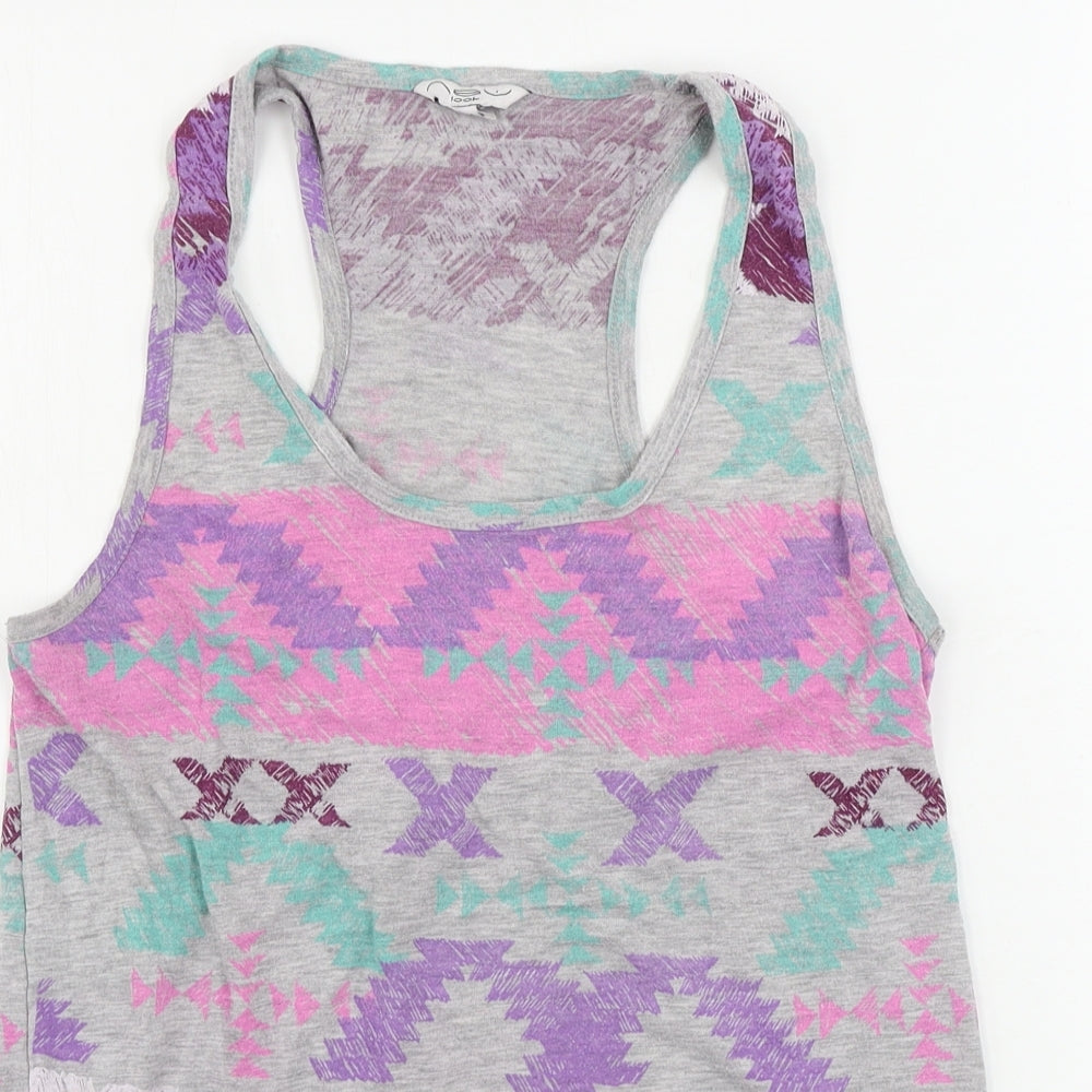 New Look  Womens Grey Geometric  Basic Tank Size 14