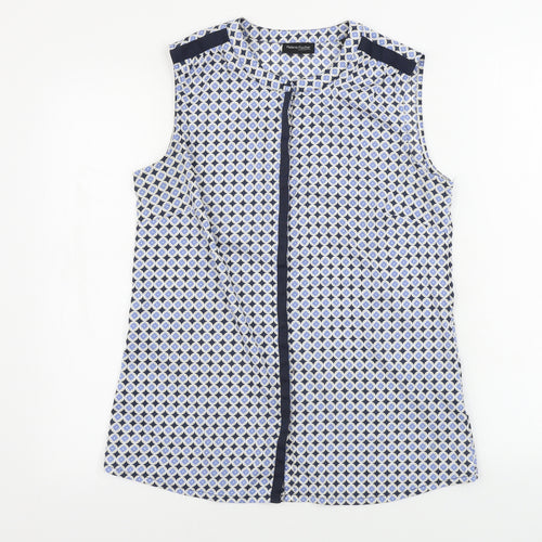 HELENE FICHER  Womens Blue Geometric  Basic Button-Up Size 8