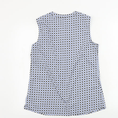 HELENE FICHER  Womens Blue Geometric  Basic Button-Up Size 8