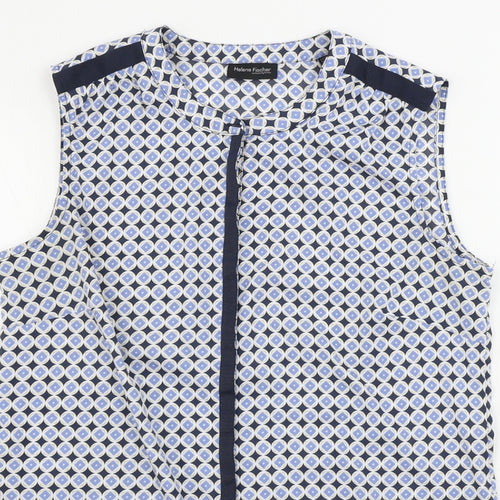 HELENE FICHER  Womens Blue Geometric  Basic Button-Up Size 8