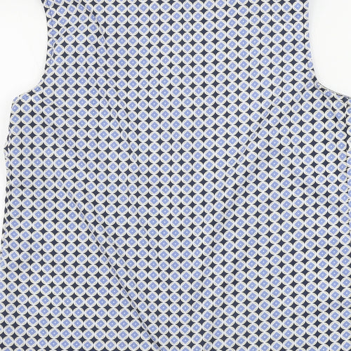 HELENE FICHER  Womens Blue Geometric  Basic Button-Up Size 8