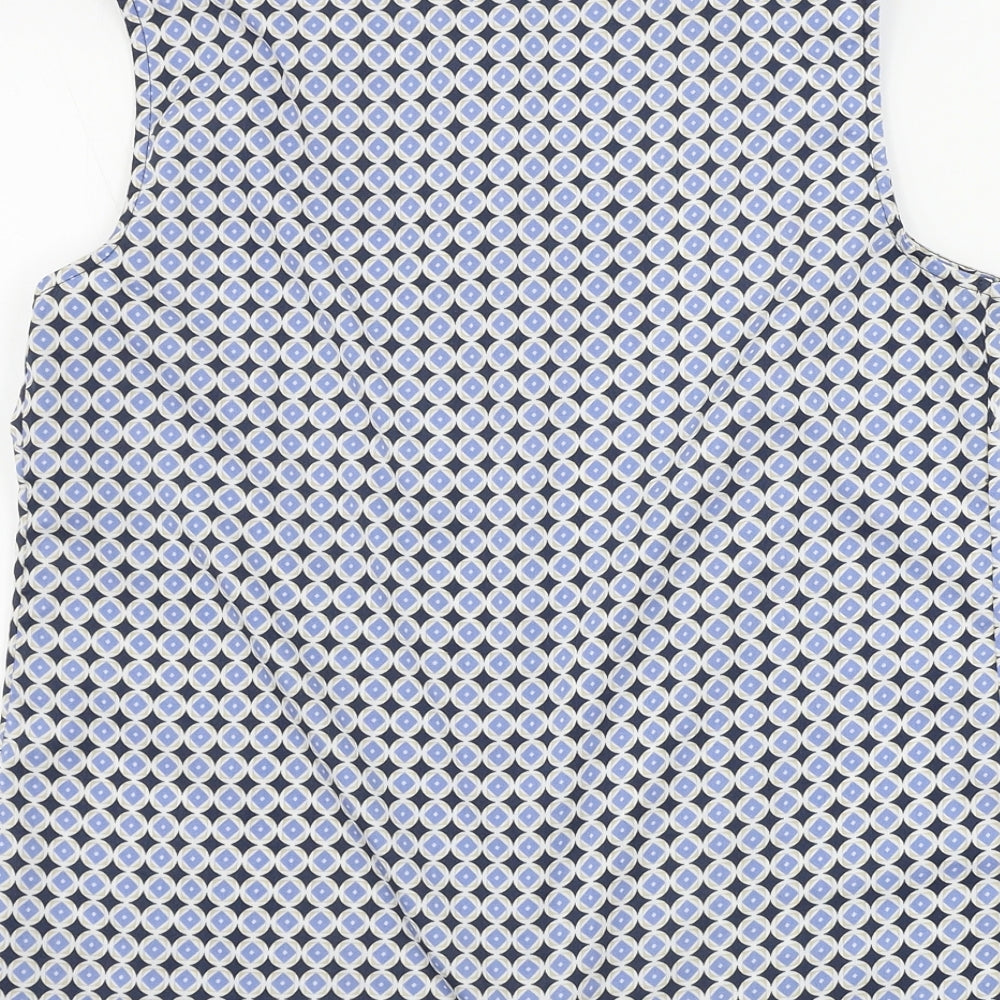 HELENE FICHER  Womens Blue Geometric  Basic Button-Up Size 8