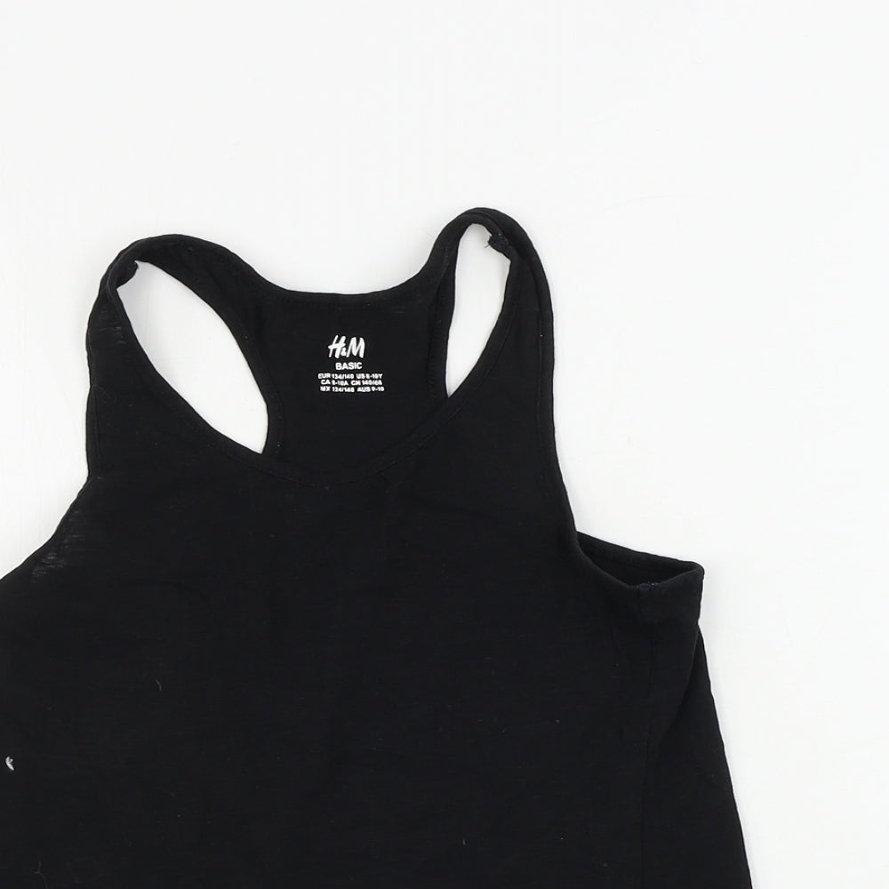 H&M  Girls Black   Basic Tank Size 8-9 Years