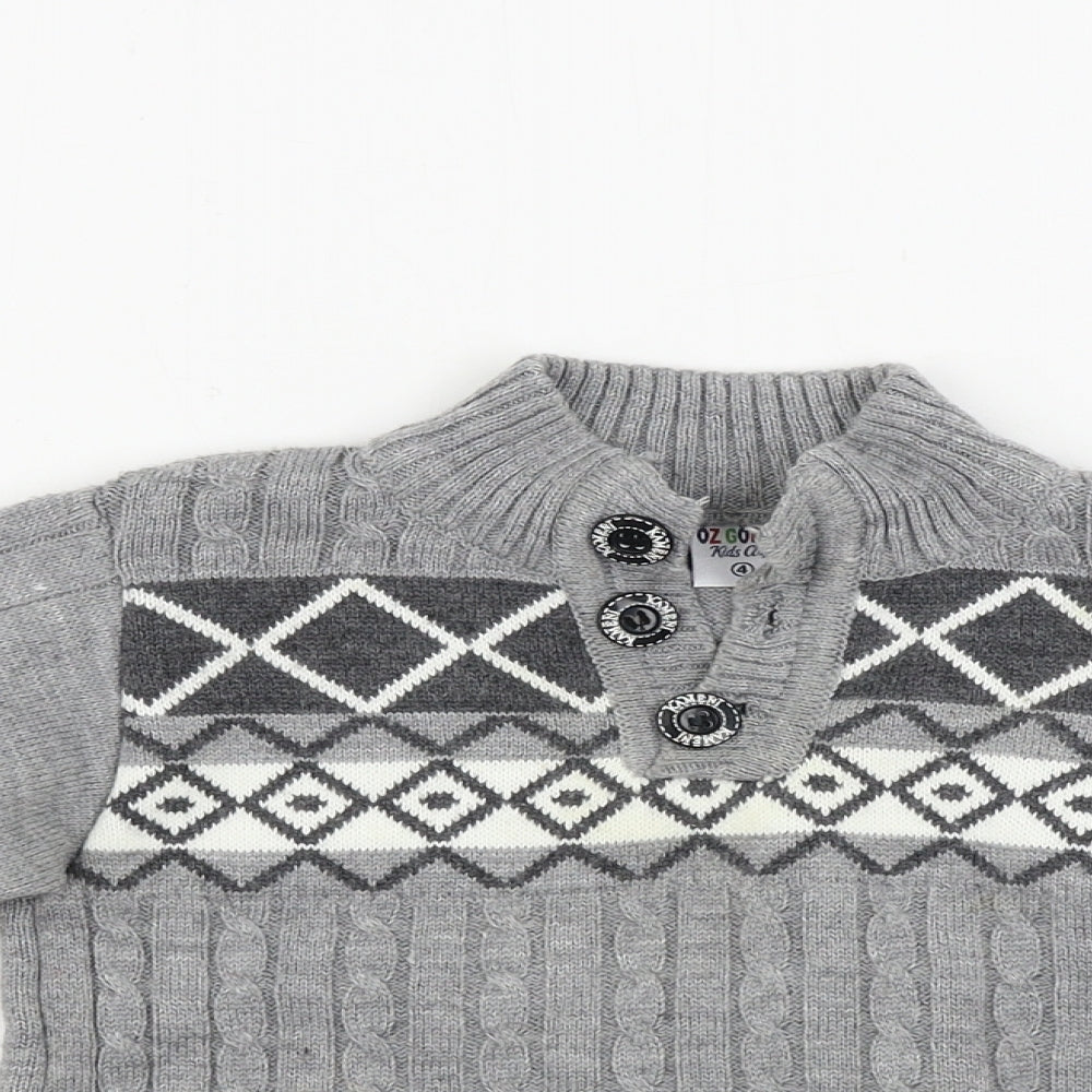 oz goren  Boys Grey   Henley Jumper Size 4 Years