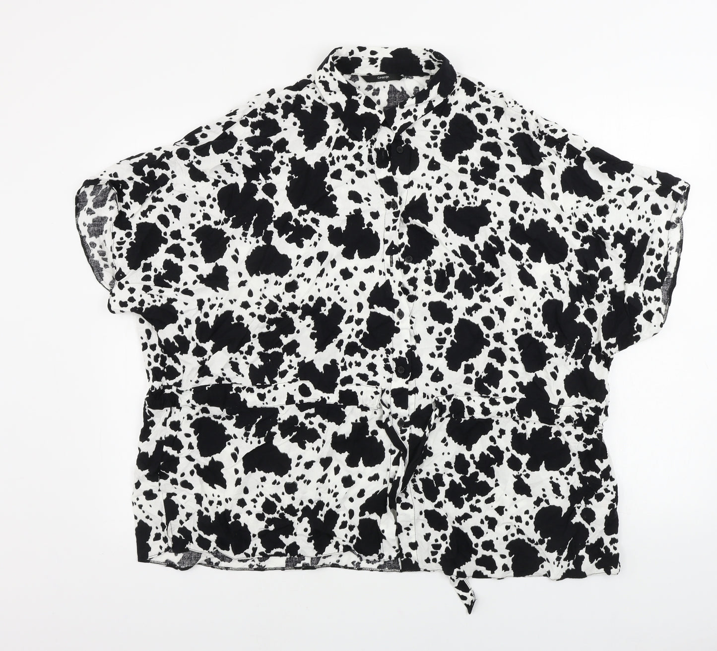 George  Womens White Animal Print  Basic Button-Up Size 24