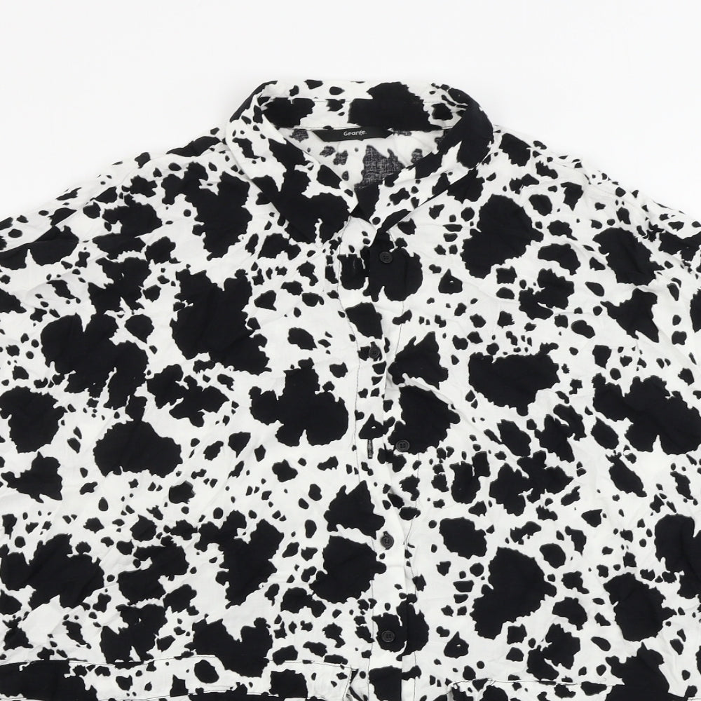 George  Womens White Animal Print  Basic Button-Up Size 24