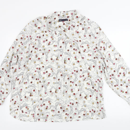 Marks and Spencer  Womens White Geometric  Basic Button-Up Size 20