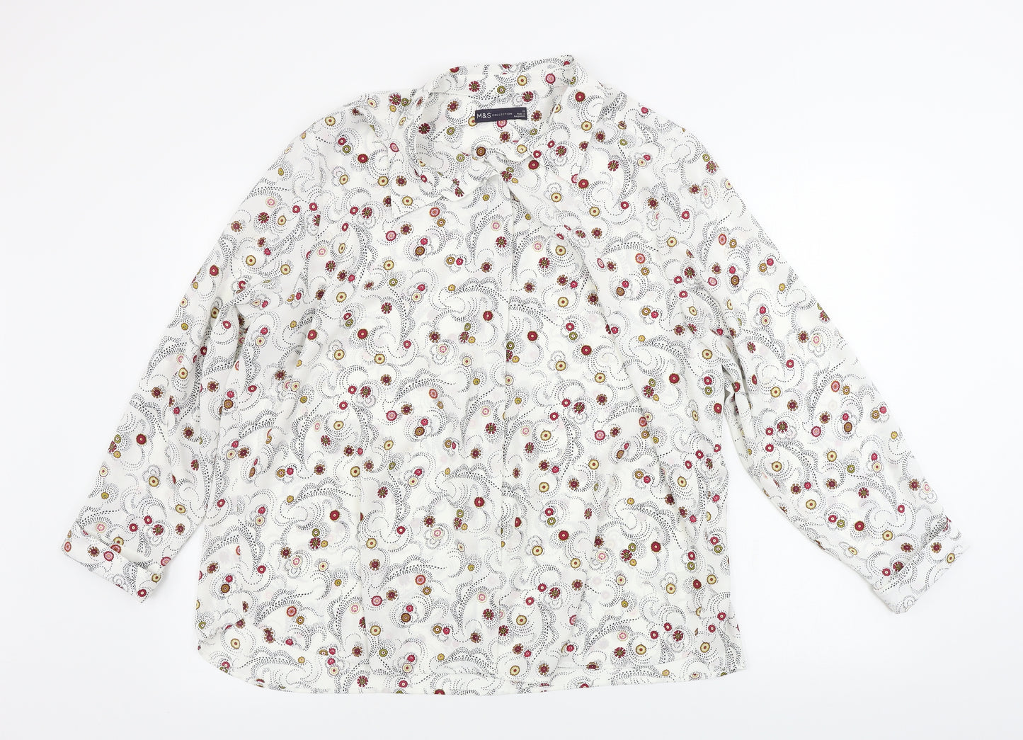 Marks and Spencer  Womens White Geometric  Basic Button-Up Size 20