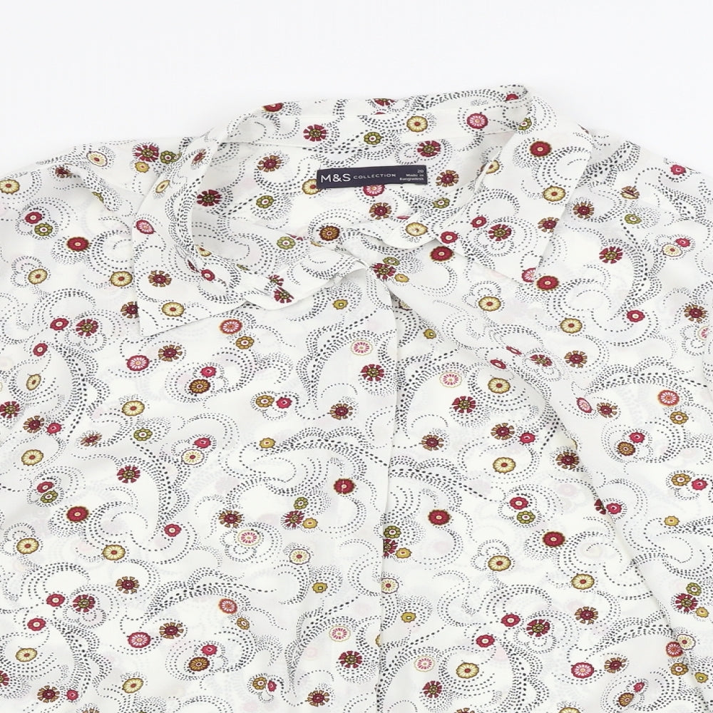 Marks and Spencer  Womens White Geometric  Basic Button-Up Size 20