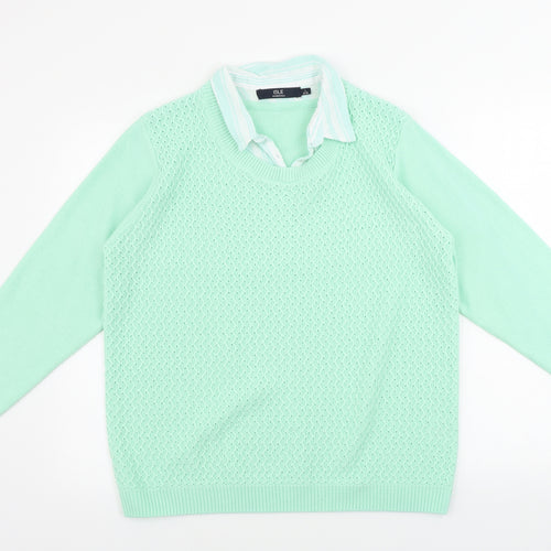 isle  Mens Green   Henley Jumper Size L