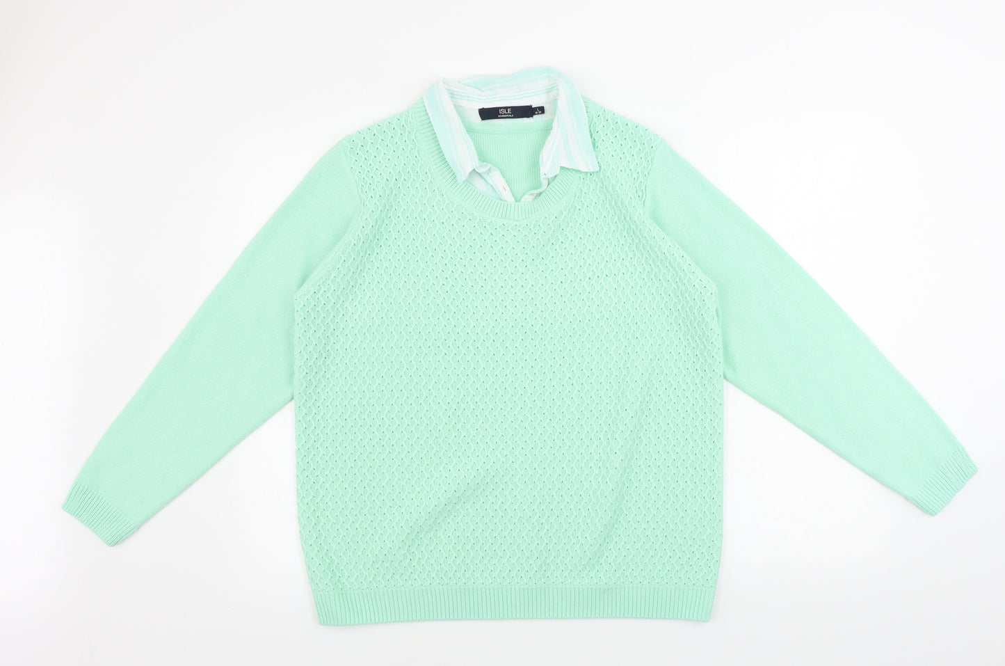 isle  Mens Green   Henley Jumper Size L