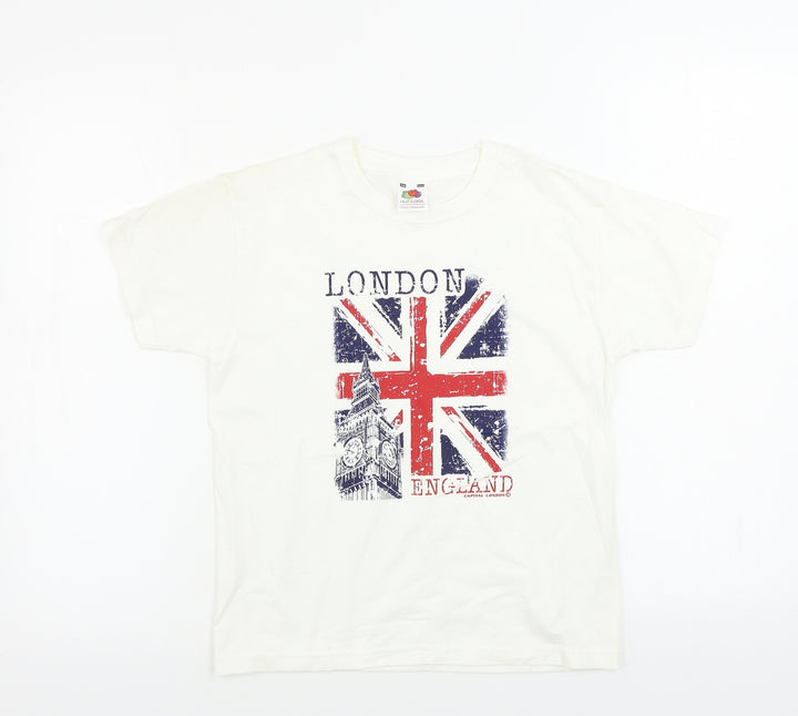Fruit of the Loom Boys Ivory Basic T-Shirt Size 7-8 Years