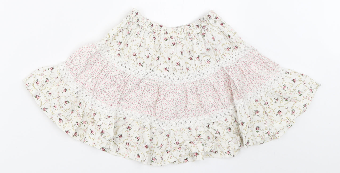 Evie Girls Ivory Floral  Skater Skirt Size 18-24 Months