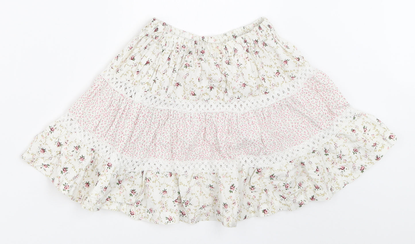 Evie Girls Ivory Floral  Skater Skirt Size 18-24 Months