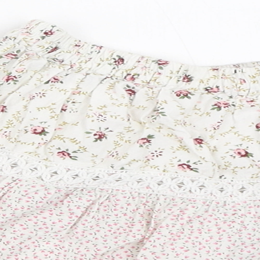 Evie Girls Ivory Floral  Skater Skirt Size 18-24 Months