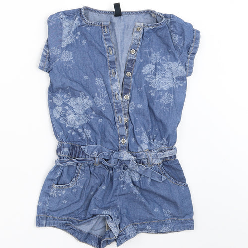 Benetton Jeans Girls Blue  Denim Playsuit One-Piece Size XS