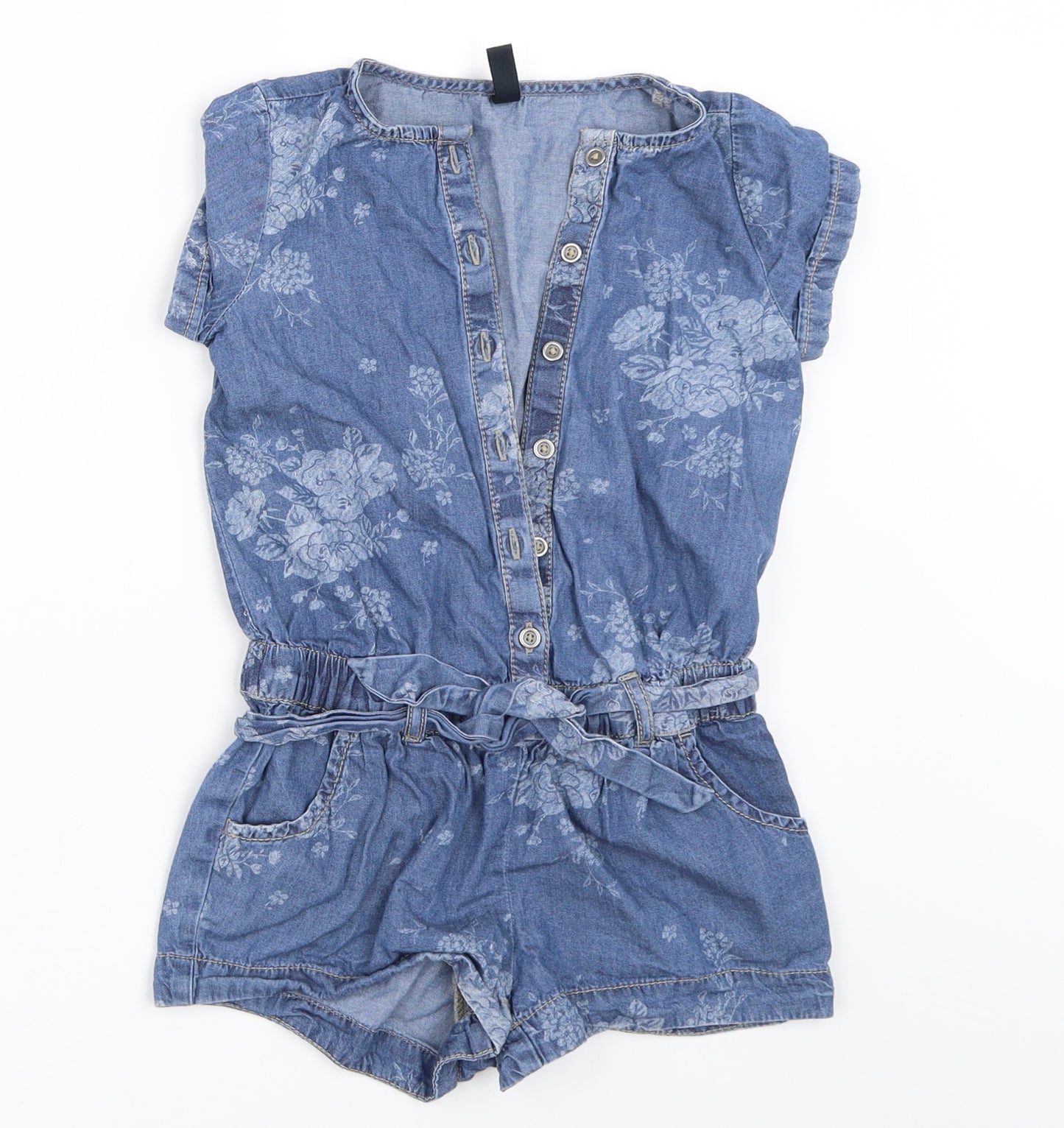 Benetton Jeans Girls Blue  Denim Playsuit One-Piece Size XS