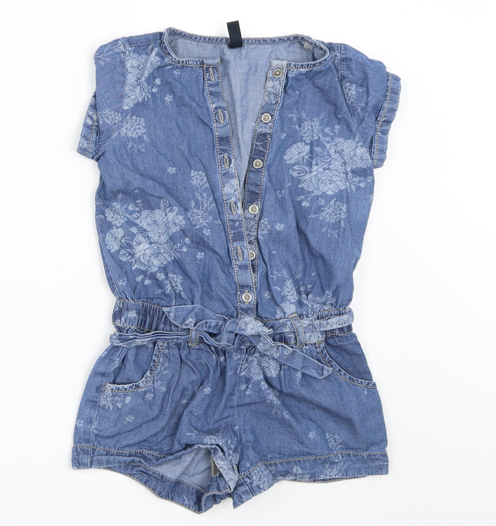Benetton Jeans Girls Blue  Denim Playsuit One-Piece Size XS
