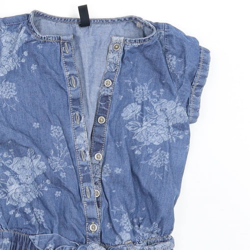 Benetton Jeans Girls Blue  Denim Playsuit One-Piece Size XS