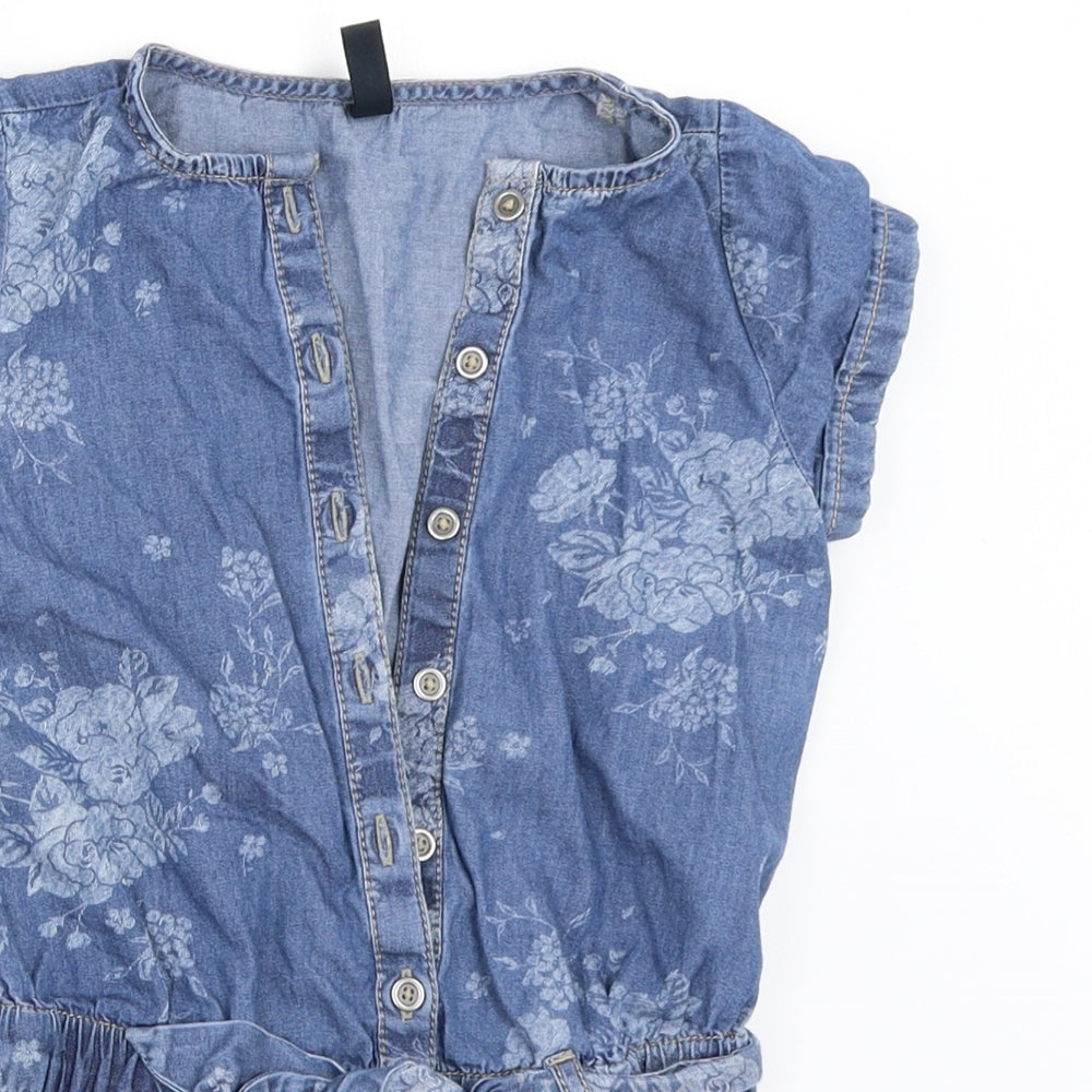 Benetton Jeans Girls Blue  Denim Playsuit One-Piece Size XS