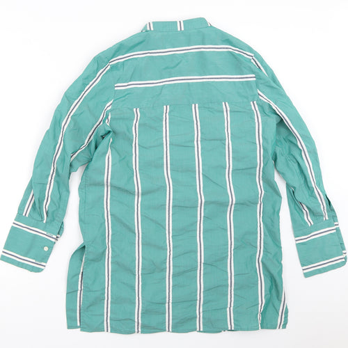 Marks and Spencer Womens Green Striped  Basic Button-Up Size 8