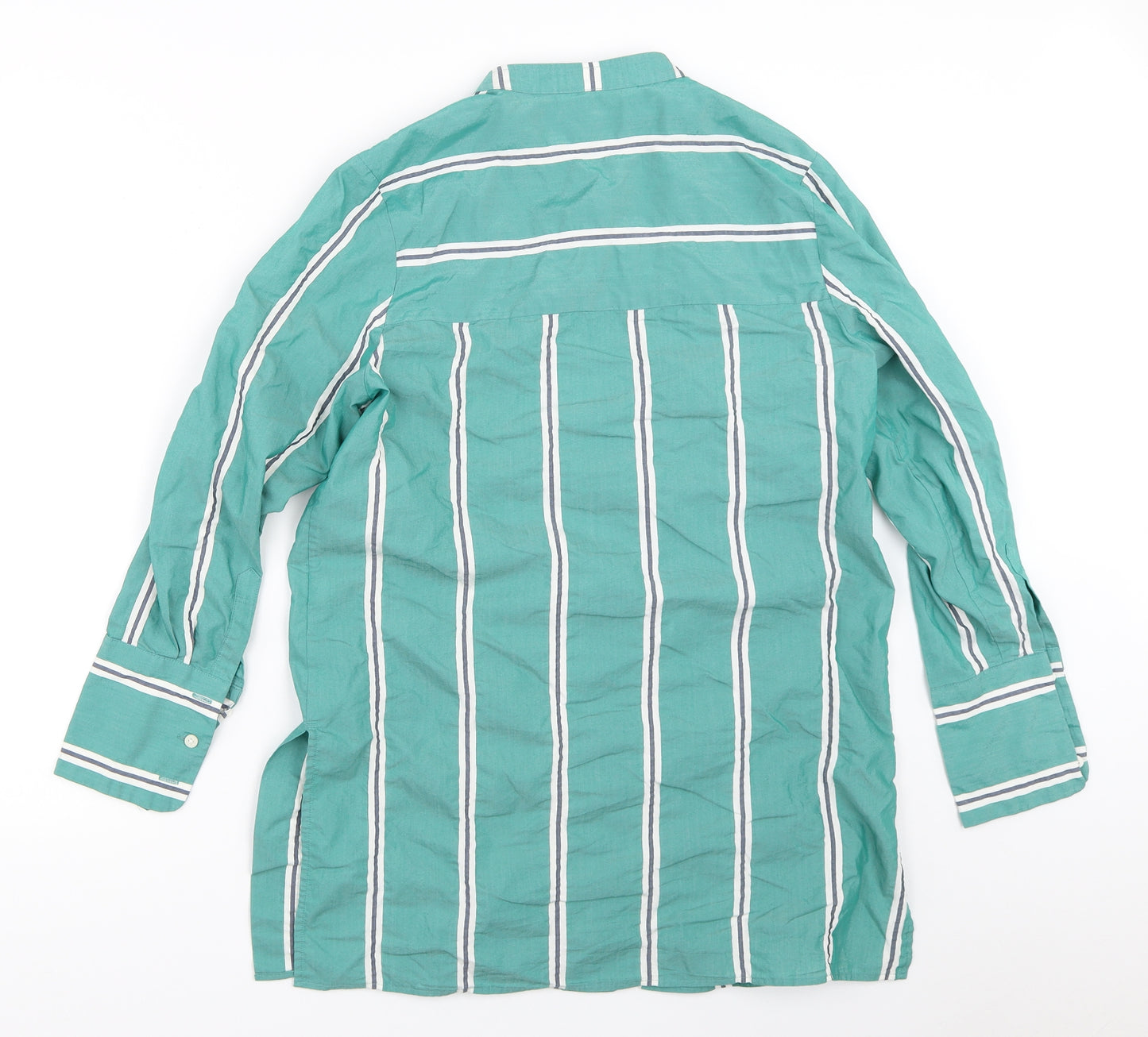 Marks and Spencer Womens Green Striped  Basic Button-Up Size 8