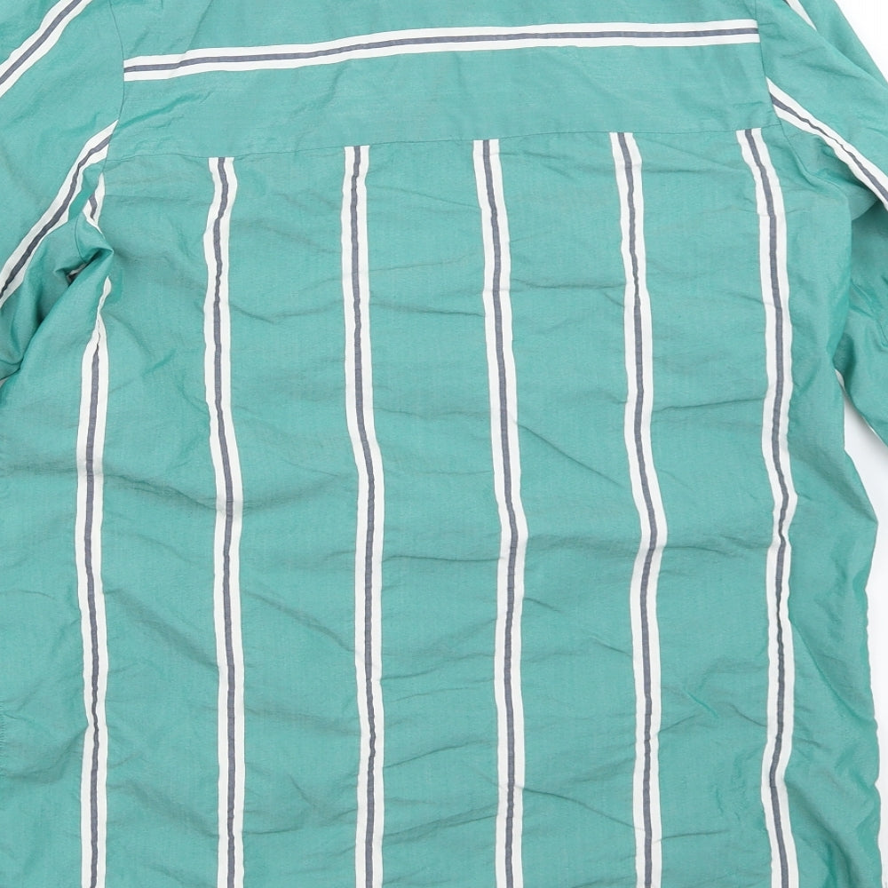 Marks and Spencer Womens Green Striped  Basic Button-Up Size 8