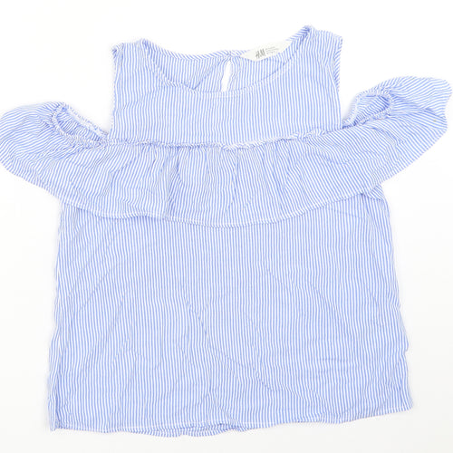 H&M Girls Blue Striped  Basic Blouse Size 14 Years