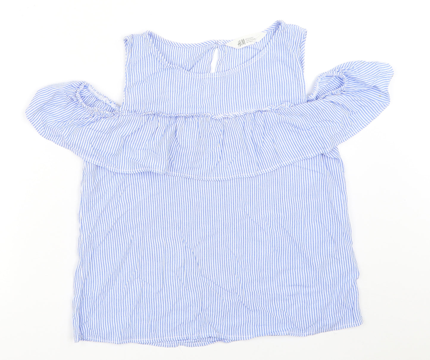 H&M Girls Blue Striped  Basic Blouse Size 14 Years
